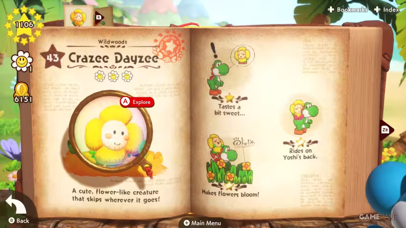 Yoshi and the Mysterious Book: todas as Descobertas da Crazee Dayzee