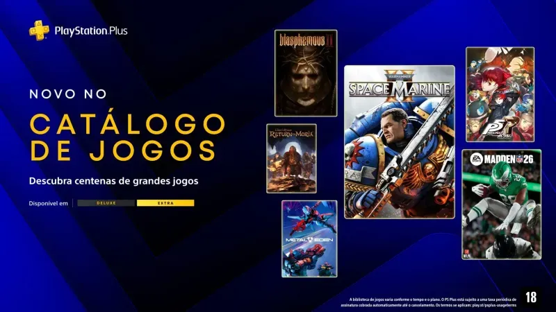 PlayStation Plus de Marços: Space Marine 2, Persona 5 Royal e mais